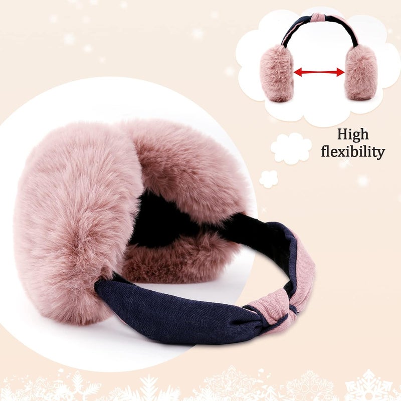 FSTEOE Women Winter Ear Muffs Foldable Girl Ear Warmer Fashion Furry Earmuff Soft Ear Cover Cold Weather - Image 3